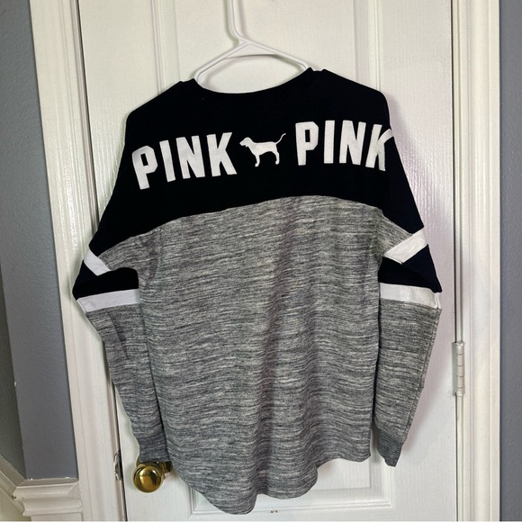 PINK Victoria's Secret Sweaters - Victoria's Secret PINK Black and Gray Sweatshirt oversized XS